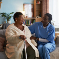 caregiver checking senior