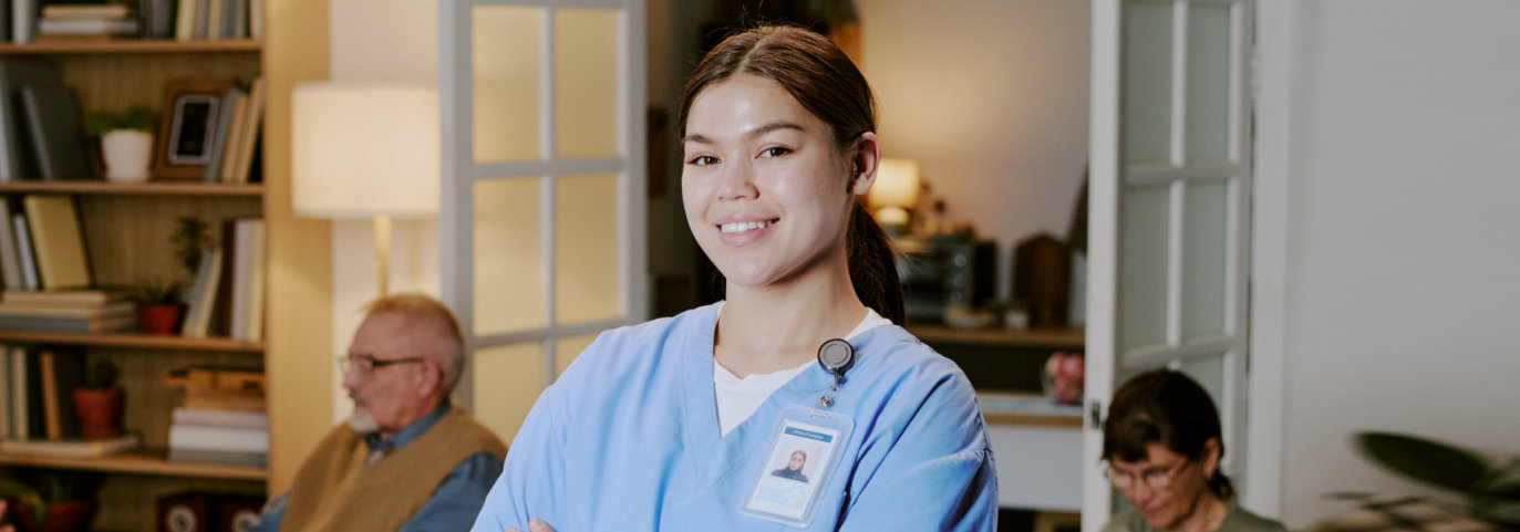 caregiver smiling