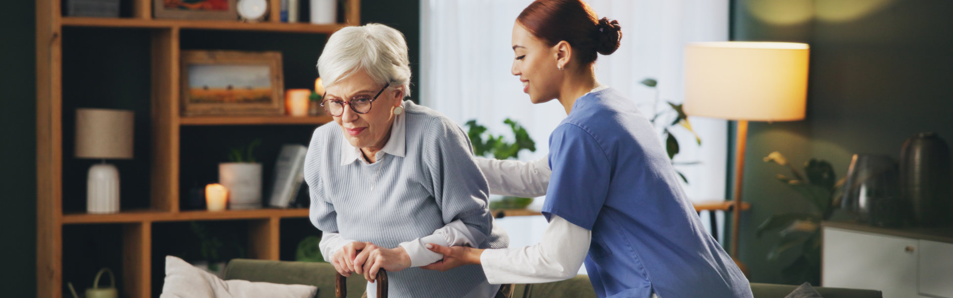 caregiver assisting senior